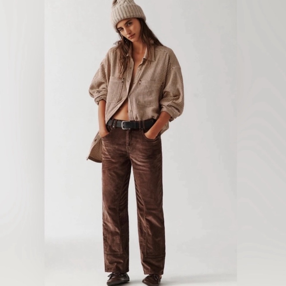 FREE‎ PEOPLE We The Free risk taker cord straight leg pants in chocolate truffle